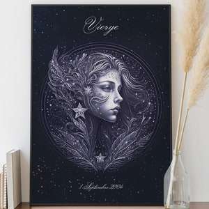 Personalized Virgo astrological sign poster, Virgo zodiac sign poster, original Christmas gift, personalized astrological sign poster