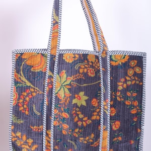 Velvet cotton flower print handmade Tote Bags Indian style Boho Quilted Bags women wear Tote Bags Gift for her