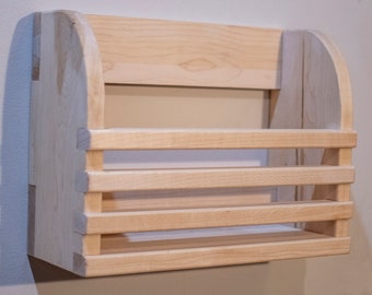 Wooden wall mount storage bin