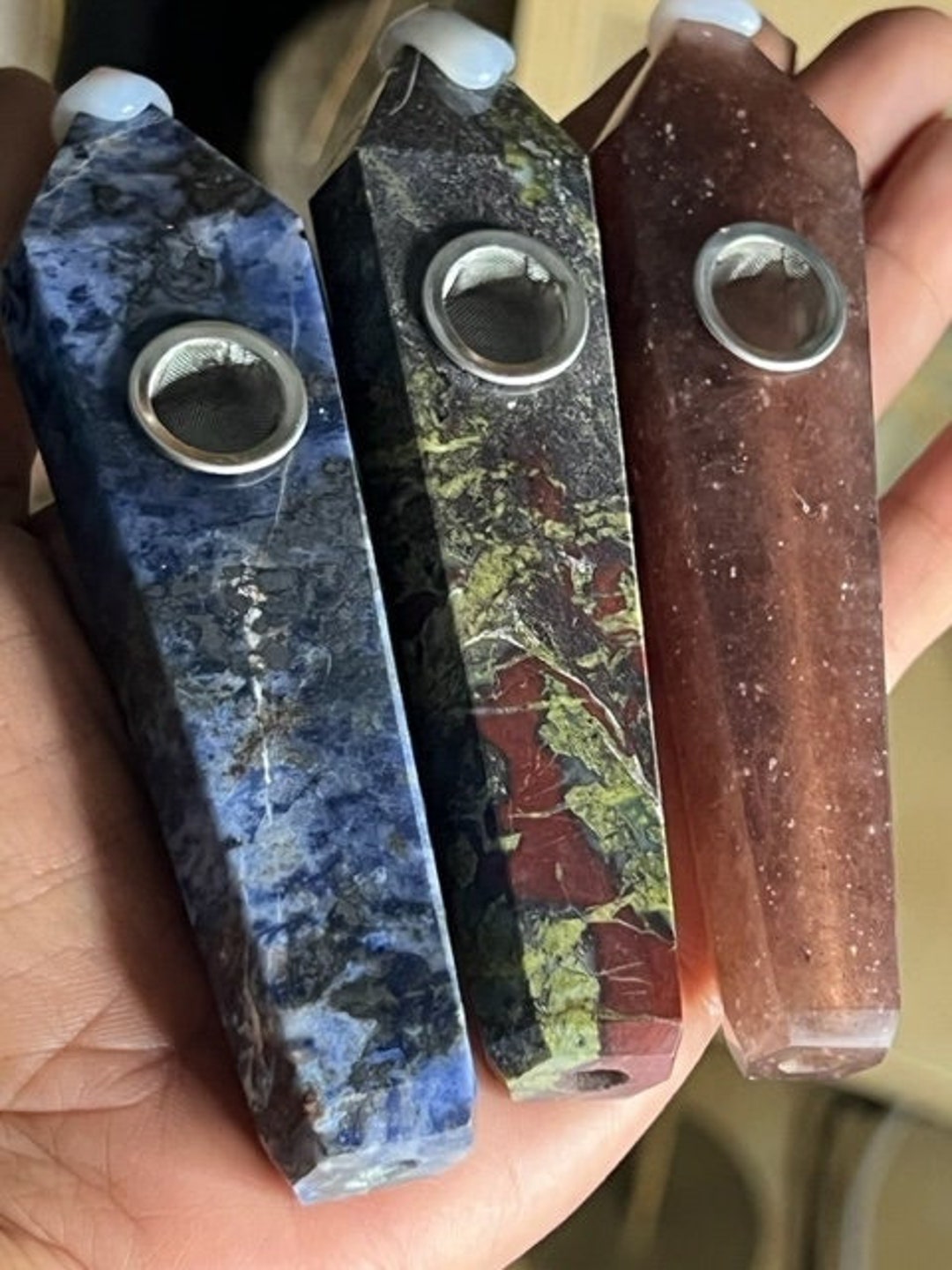 Gemstone Smoking Pipes Natural Stone Pipes for Smoking Etsy