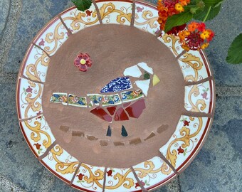 Mosaic bird stepping stone