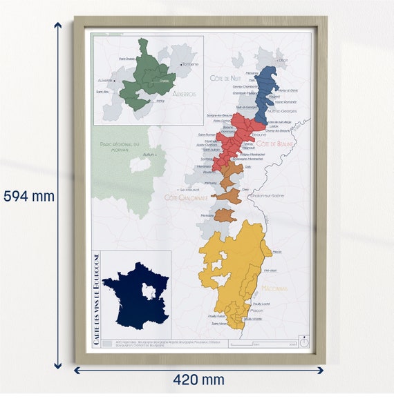 Burgundy Wine Map - Etsy