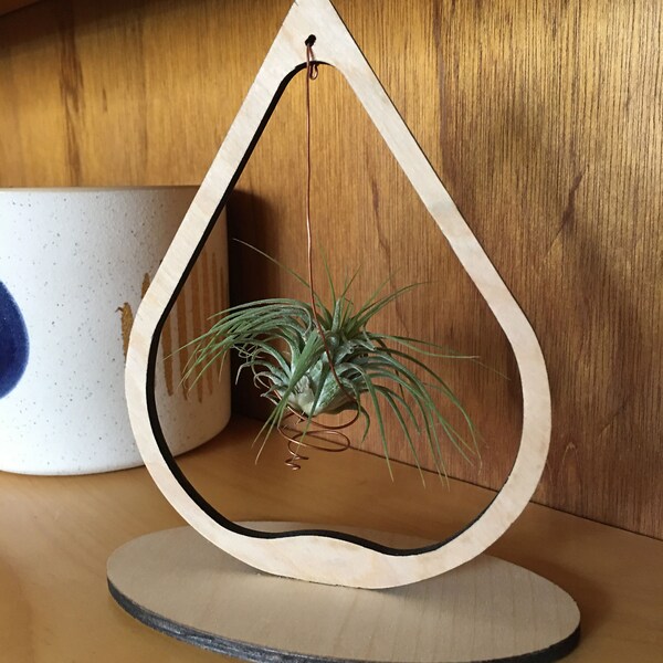 DIY Laser-Cut Teardrop Air Plant Stand Holder: Digital Download for Glowforge, CNC, and Crafting Enthusiasts