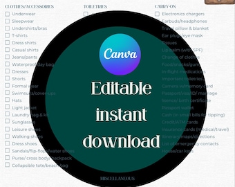 Bearbeitbare Kreuzfahrt Packliste - Canva Vorlage | Sofortdownload | Anpassbare Reisecheckliste für die Urlaubsplanung für Kreuzfahrten