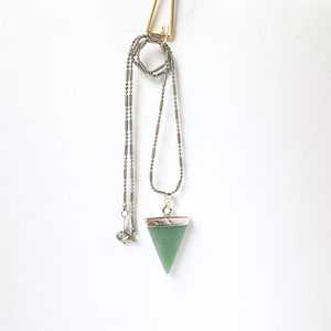 Aventurine Charm on vintage silver chain