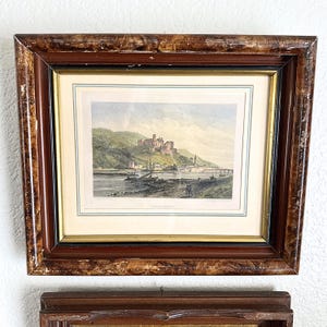 Heidelberg Castle by F. Chardon | Antique Etching | 19th Century Copper Plate Print | Framed Vintage German Art