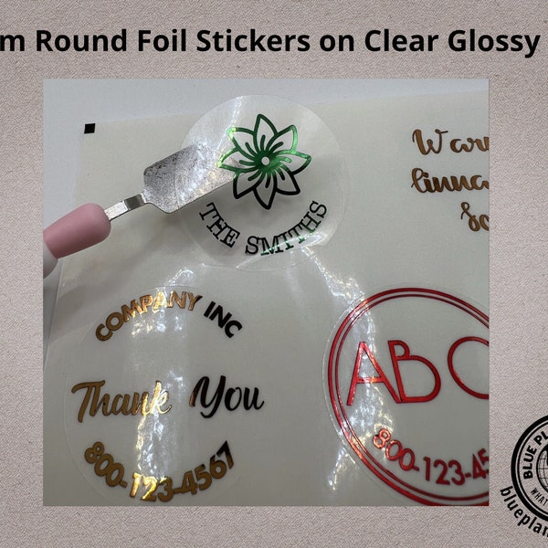 Foiled Round Stickers on Clear Glossy Paper - Perfect for Weddings, Invitations, Labels, Last Name, Family Name, First and Last Initials