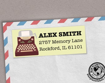Etiquetas de remitente personalizadas para máquina de escribir antigua (juego de 30)