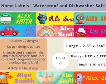 Etiquetas de nombre personalizadas: pegatinas de vinilo impermeables para escuelas y guarderías