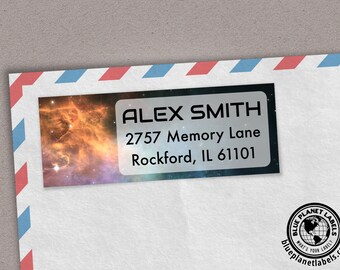 Etiqueta de dirección de devolución personalizada de Fiery Nebula - Juego de 30