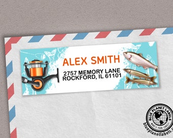 Etiquetas de dirección para carretes de pesca: regalo personalizado para pescadores (juego de 48)