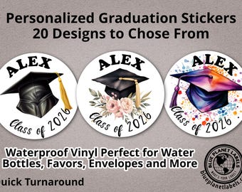 Pegatinas de graduación personalizadas: vinilo impermeable, personalizadas