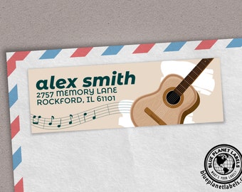 Etiquetas de dirección personalizadas para guitarra: papelería para músicos, juego de 48