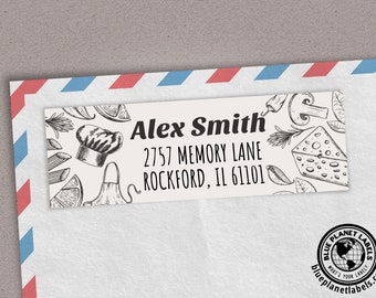 Etiquetas de remitente personalizadas de chef: Ingredientes para hornear (juego de 48)