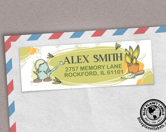 Etiquetas de dirección de retorno para jardinería: diseño tropical personalizado, juego de 48