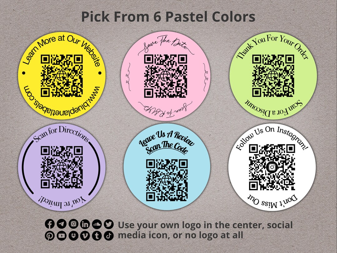 2" Round QR Code Roll Labels: Custom Scan URL, Social Media - Etsy