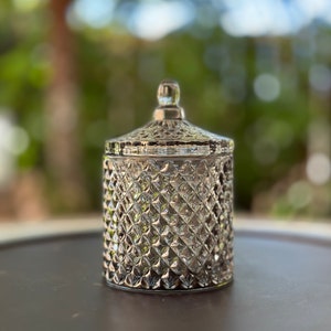 Gray Faceted Glass Candle Vessel
