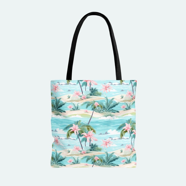 Tote Bag (AOP) Aqua Paradise Beach Tote, Shopping Tote, Travel Tote Bag, Elegant Shoulder Tote, Work Bag, Carryall, Reuseable Tote Bag