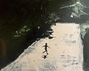 Pintura acrílica de paisaje de la película "Armas", 11 x 14 pulgadas, arte de pared