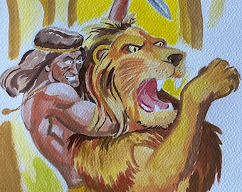 Tarzan, Water Color Painting 9x12