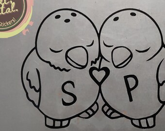 Salt and Pepper Lovebirds - Vinyl Decal Sticker for Car, Laptop, and More