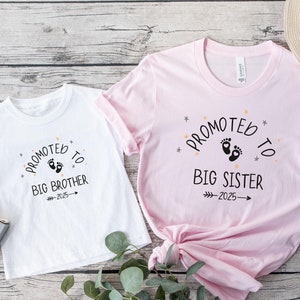 Promoted to Big Brother 2025 Shirt, Promoted to Big Sister 2025 Tshirt, Matching Sibling Shirt, New Baby Reveal Shirt, Baby Announcement Tee