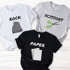 Rock Paper Scissors Costume Shirts, Group Halloween Shirts, Funny Matching Halloween Tshirts, Halloween Party Tees, Family Halloween Shirts