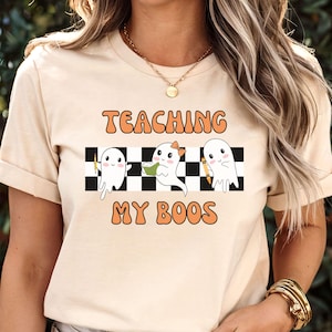 Teaching My Boos Shirt, Retro Halloween Teacher Shirt, Spooky Teacher Ghost Tshirt, Halloween School Shirt, Funny Ghost Teacher Tee