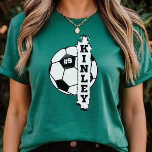 Personalized Soccer Shirt, Soccer Ball Name Shirt, Custom Soccer Player Tshirt, Soccer Mom Shirt, Game Day Outfit, Gift for Soccer Player