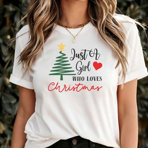 Nur ein Mädchen, das Weihnachtshemd liebt, niedliches Feiertags-Hemd, Weihnachtsfest-T-Shirt, Weihnachtsgeschenk, Weihnachtsbaum-Hemd, Weihnachtsliebhaber-T-Stück