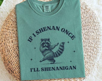 If I Shenan Once Ill Shenanigan Raccoon Comfort Colors Shirt, Funny St. Patricks Day Shirt, Sarcastic Animal Humor Tshirt, Raccoon Lover Tee