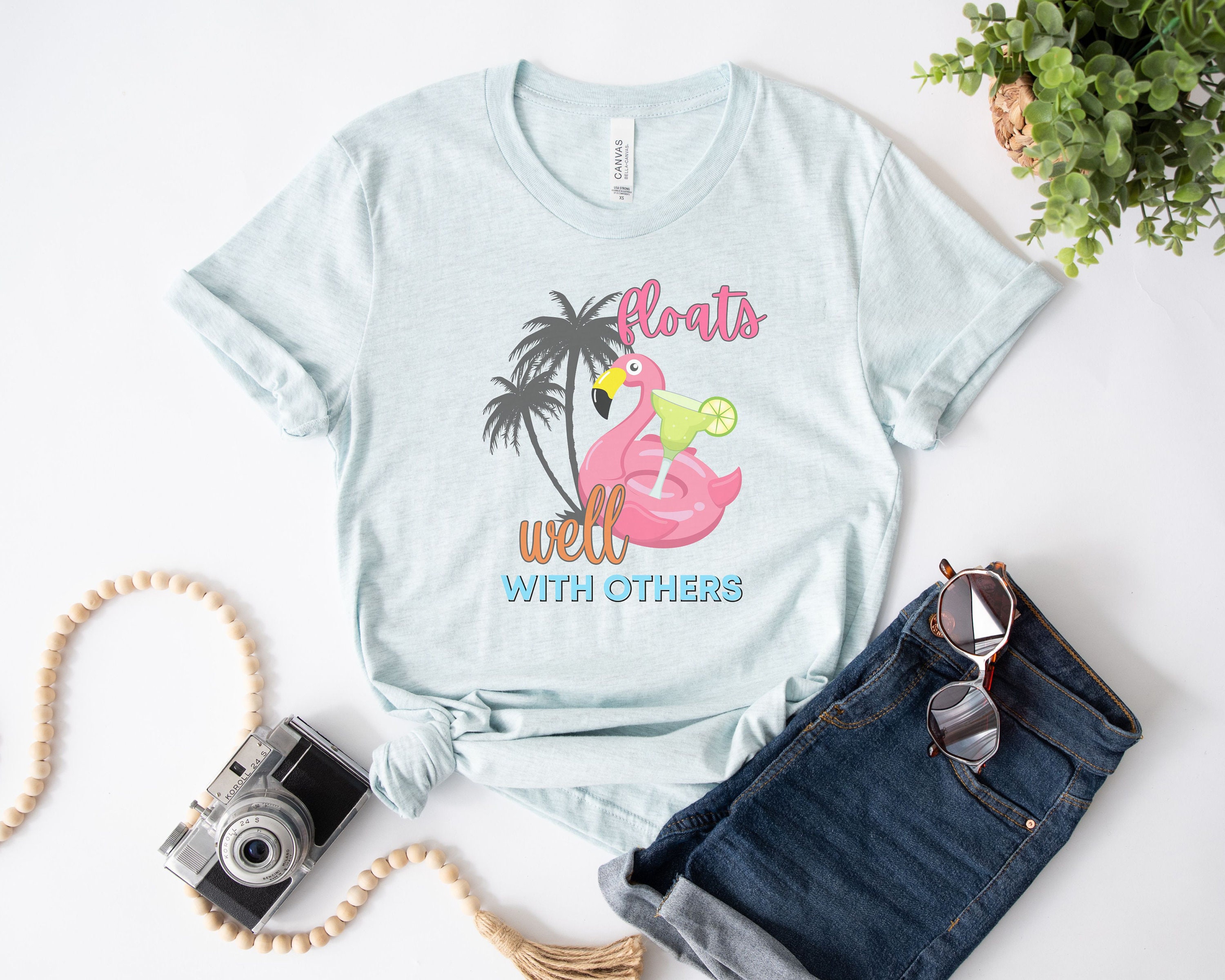 Floats Well With Others Shirt, Pink Flamingo Shirt, Funny Flamingo