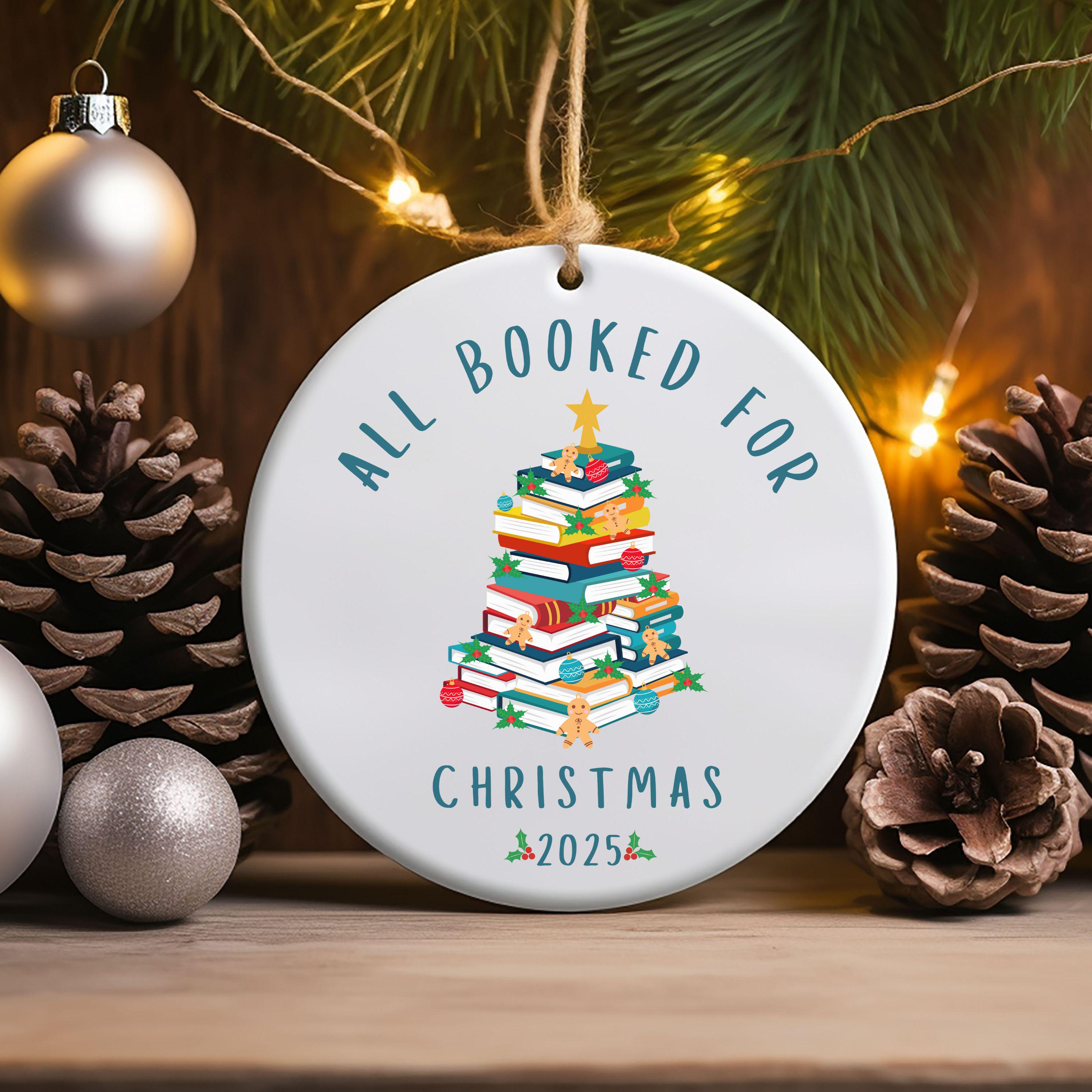 Discover All Booked for Christmas Ornament 2025, Book Lover Ceramic Ornament, Christmas Book Tree Decor