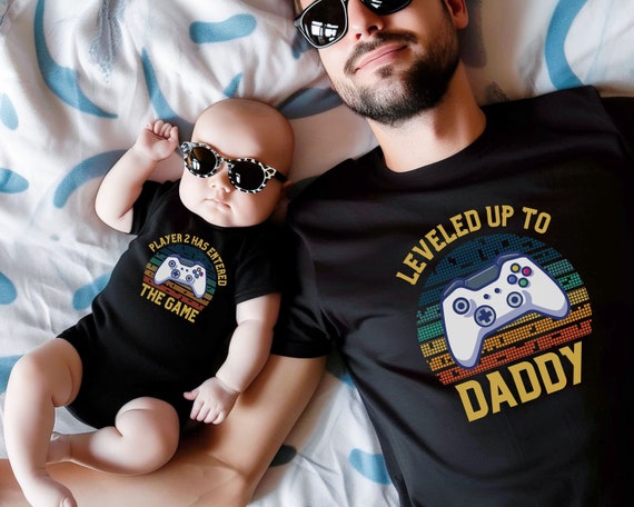 Leveled Up to Daddy Shirt, Player 2 has Entered the Game Tee, Matching Dad Baby Shirt, New Father Tshirt, Fathers Day Shirt, Gamer Dad Tee