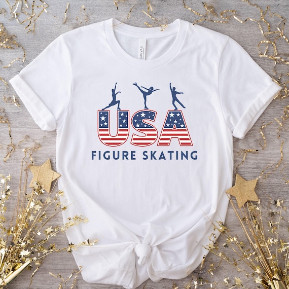 Figure Skating Shirt, USA Figure Skater Shirt, Winter Sports Tshirt, Skater Shirt, USA Shirt, Ice Skating Lover Gift, Patriotic Skater Tee