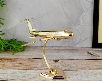 Brass Airplane Cremation Urn: Gold Finish Pilot Memorial Keepsake