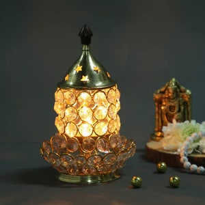 Brass Crystal Akhand Diya: Handmade Pooja Oil Lamp