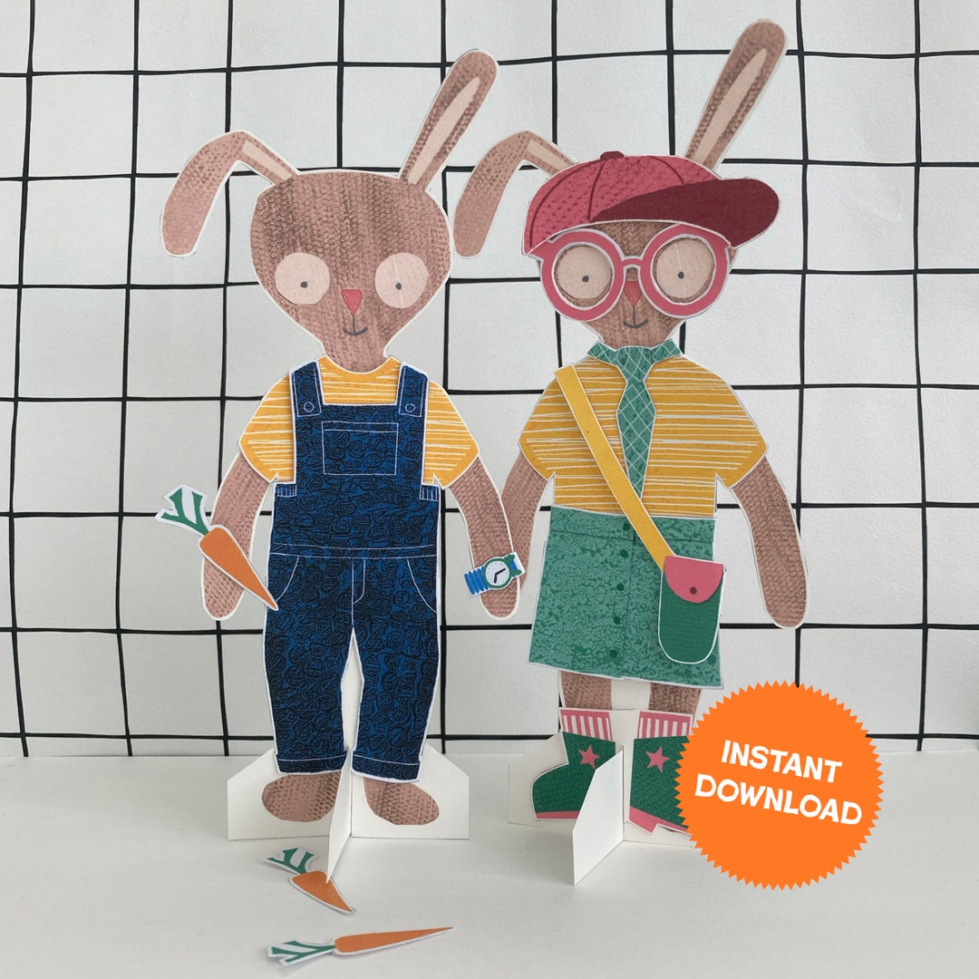 Paper Doll Printable Easter Bunny Kids Toys Instant Digital Download ...