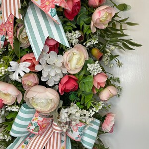 Spring Summer Floral Swag Pastel Pink Peach Green - Etsy