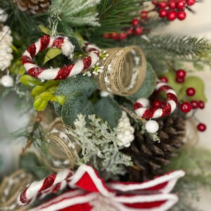 Poinsettia Peppermint Christmas Wreath Centerpiece Red White - Etsy
