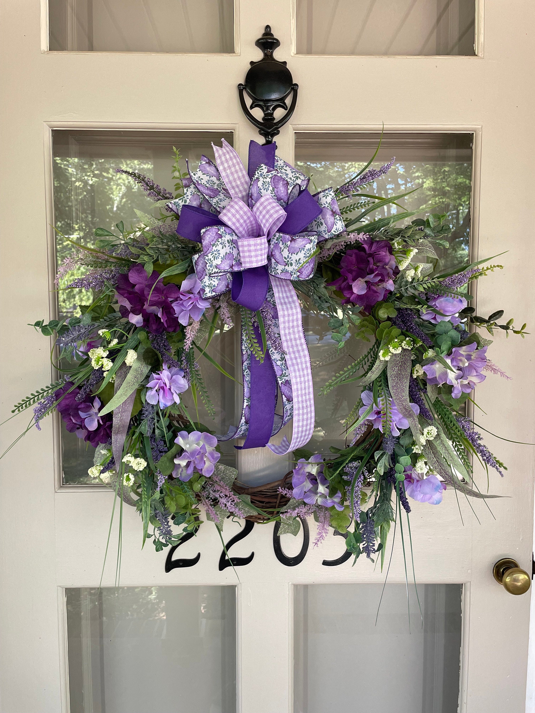 Spring Summer Floral Purple Hydrangea Grapevine 26” Door Wreath - Etsy