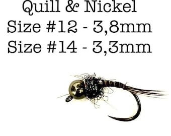 3 Quill & Nickel Perdigon Nymphs - Euro Nymphs - Czech Nymphs - Fly Fishing - Trout, Grayling, Char, Barbel