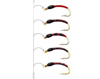 Highly effective Hegene [REDLINE] Stucki - The 5 best red/black nymphs in a whitefish rig - whitefish, char, lake trout - fishing lures
