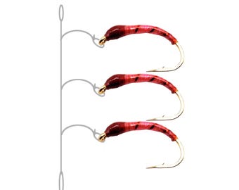 Hegene [Pink Red] Size 12-16 whitefish, whitefish, char, trout - 5 hooks (200 cm), 3 hooks (150 cm), 2 hooks (105 cm) - Stroft GTM