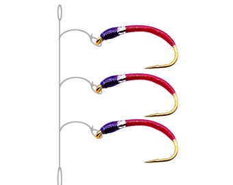 Hegene [Lilac Pink Silver Neck] Size 12-16 whitefish, whitefish, char, trout - 5 hooks (200 cm), 3 hooks (150 cm), 2 hooks (105 cm) - Stroft GTM