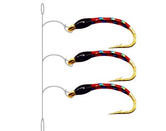 Hegene [Black & Red Crystal] Size 12-16 whitefish, whitefish, char, trout - 5 hooks (200 cm), 3 hooks (150 cm), 2 hooks (105 cm) - Stroft GTM