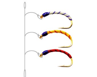 Highly effective Stucki Triple Strike rig with 2/3/4/5 hooks - whitefish fishing - whitefish rig - char, lake trout - fishing lure