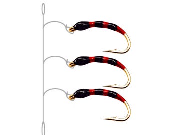 Very effective Hegene red-black &quot;Stucki&quot; size 12-16 Char, whitefish, char, trout 5 hooks (200 cm), 3 hooks (140 cm), 2 hooks (105 cm)