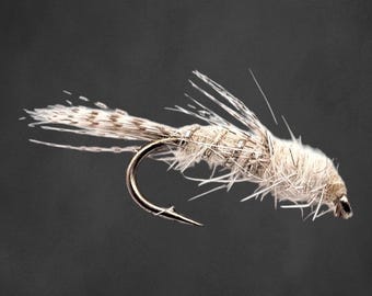3 Hare’s Ear [white] Nymphs (unweighted) - Fly fishing - handmade fishing lures for trout and grayling