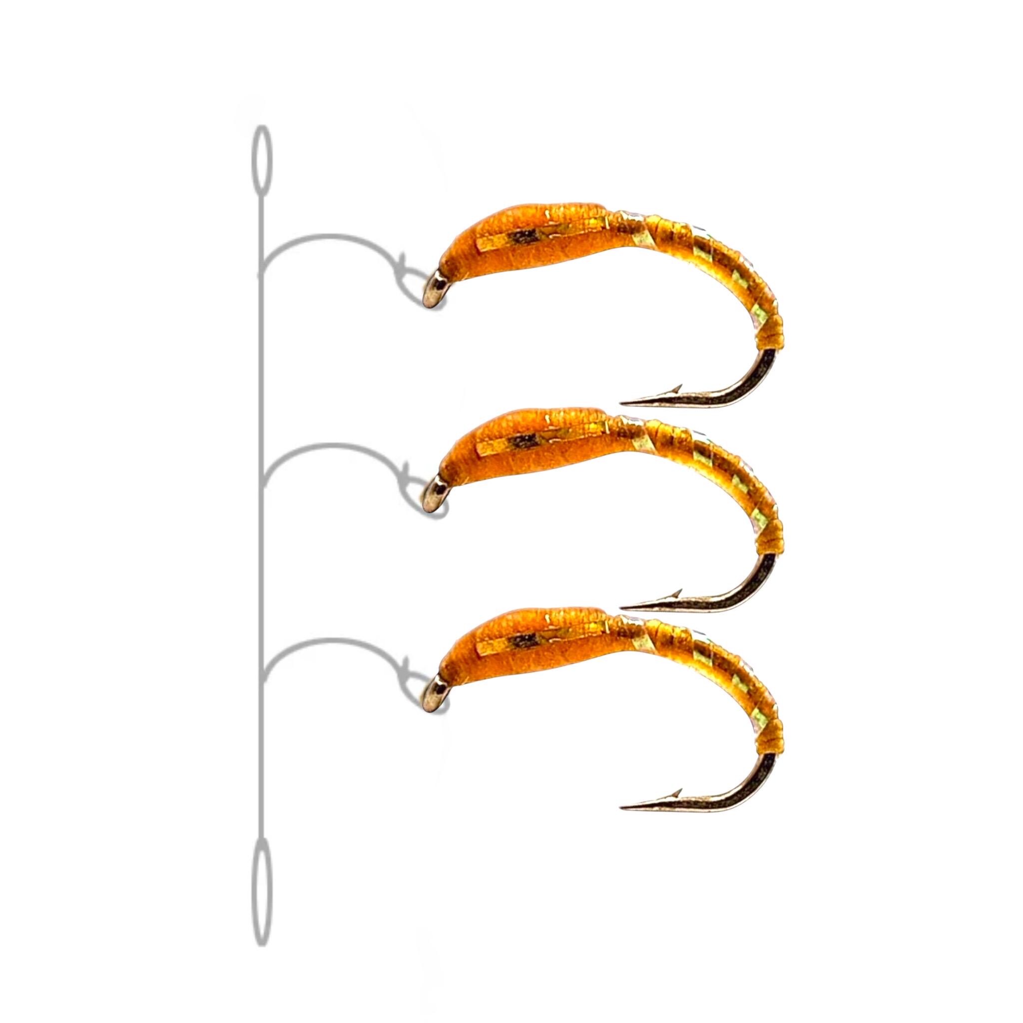 Very effective Hegene "Gold Nugget" size 12-16 Char, whitefish, char, trout 5 hooks (200 cm), 3 hooks (140 cm), 2 hooks (105 cm) - Stroft GTM